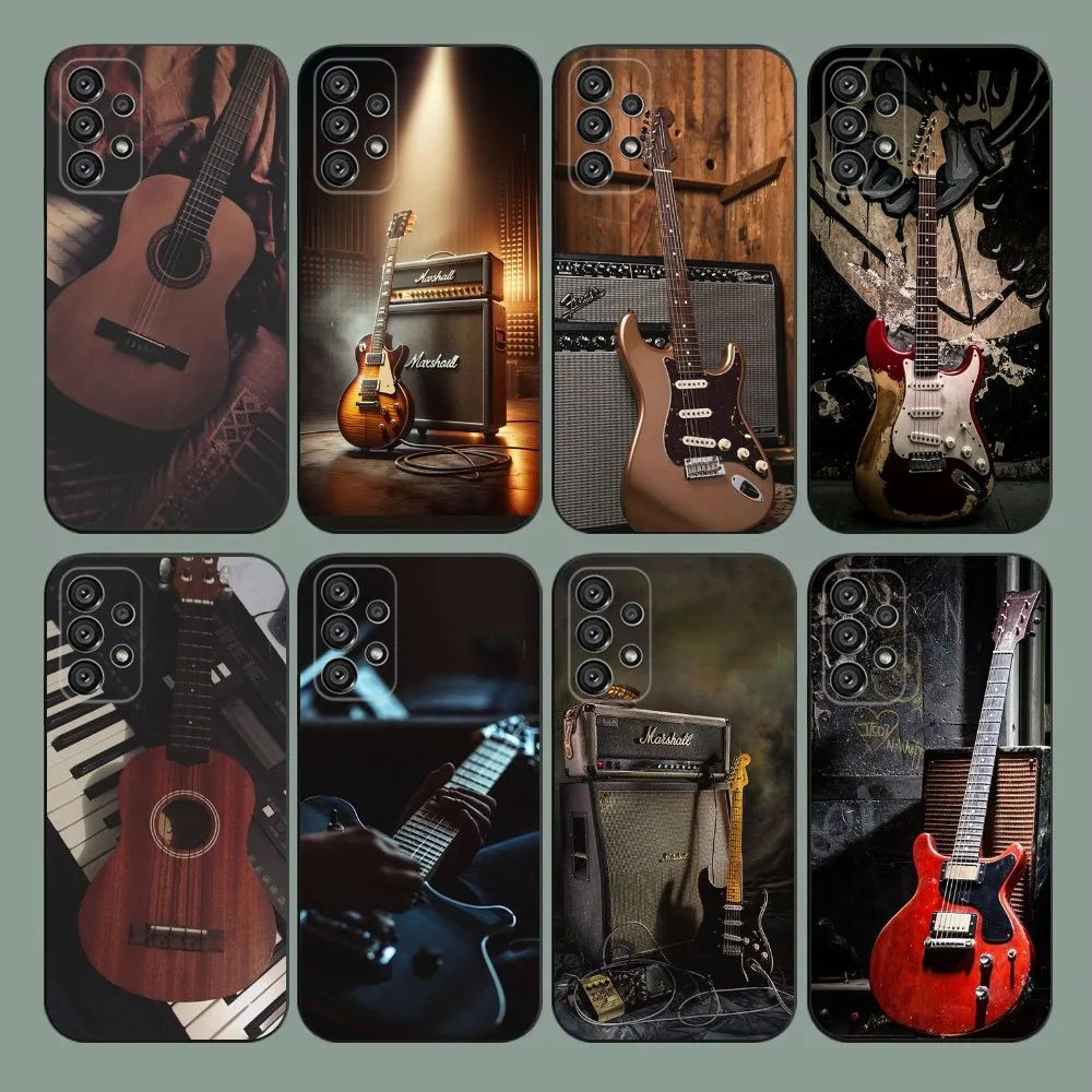 

Guitar Phone Case For Samsung Galaxy A20,A21s,A22,A31,A32,A52,A53,A72,73,A80,A91 Soft Black Cover