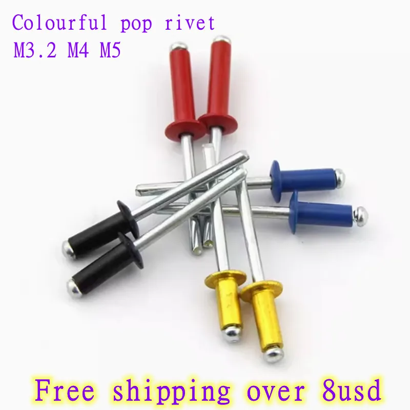 10/20pcs M3.2 M4 M5  Colourful red  gloden blue  Aluminium Mushroon Head Break Mandrel Blind Rivets Nail Pop Rivets