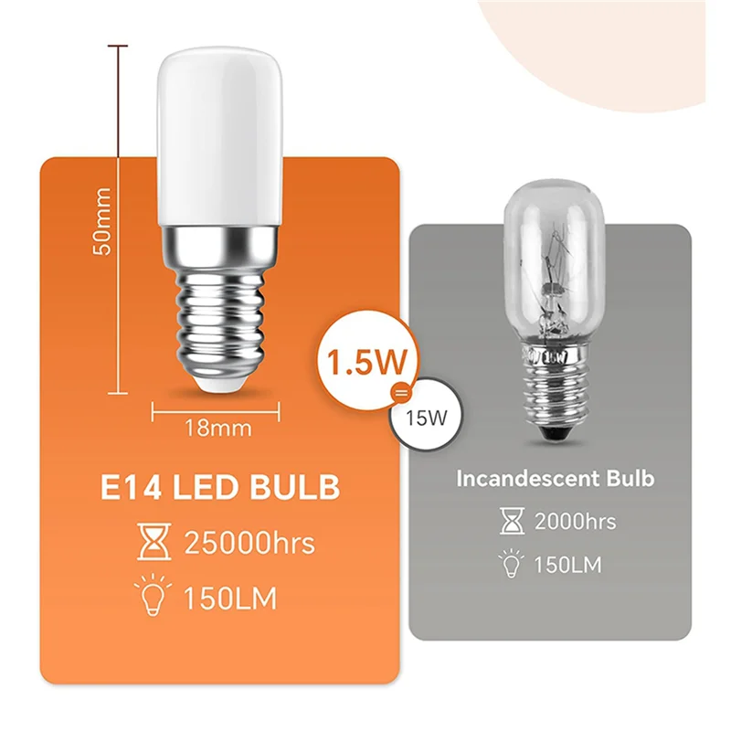 【صفقة فلاش!】لمبة ثلاجة، لمبة إضاءة LED E14 بقدرة 1.5 وات، 150 لومن أبيض بارد 3000 كلفن لمبات إضاءة موفرة للطاقة، للثلاجة، غطاء طباخ 8 قطع