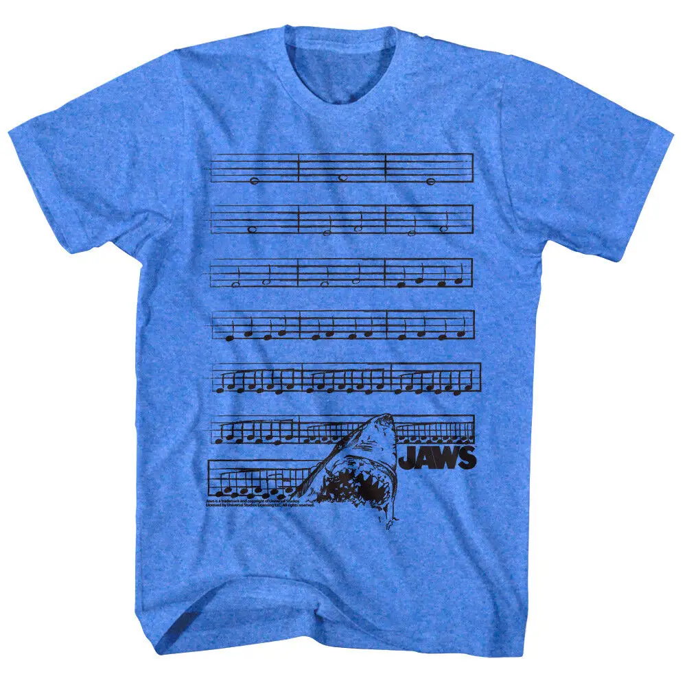 Jaws Dun Nun Movie Music Score Men's T Shirt Shark Spielberg Iconic Parody Blue