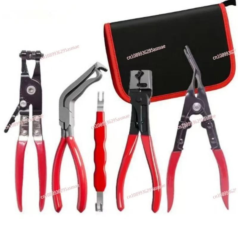 5Pcs Automotive Repair Pliers Set, Hose Clamp Pliers, Pry Bar & Nail Puller Kit, Universal Auto Maintenance Tools