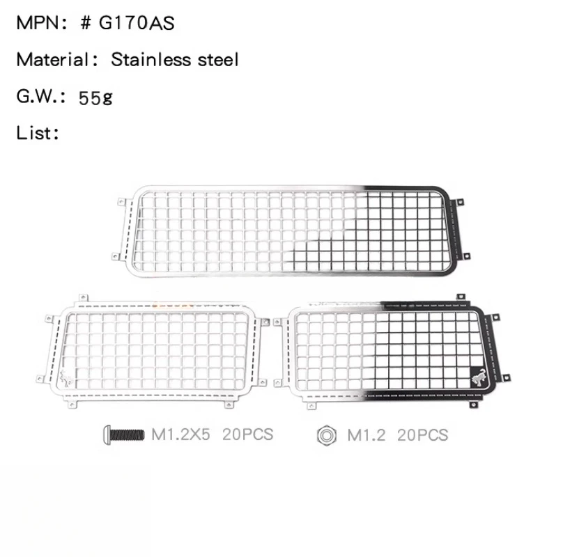 스테인레스 스틸 자동차 사이드 윈도우 네트 및 테일 윈도우 네트 액세서리 1/10 RC 크롤러 자동차 Traxxas TRX4 NEW Bronco 업그레이드 부품