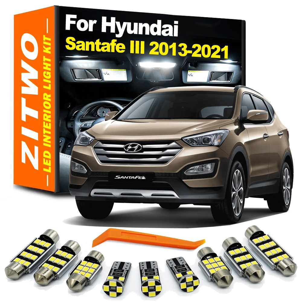 ZITWO 9Pcs Lampa wewnętrzna do Hyundai Santafe Santa Fe DM MK3 3 III 2013 2014 2015- 2018 2019 2020 2021 Zestaw oświetlenia wewnętrznego z żarówką LED