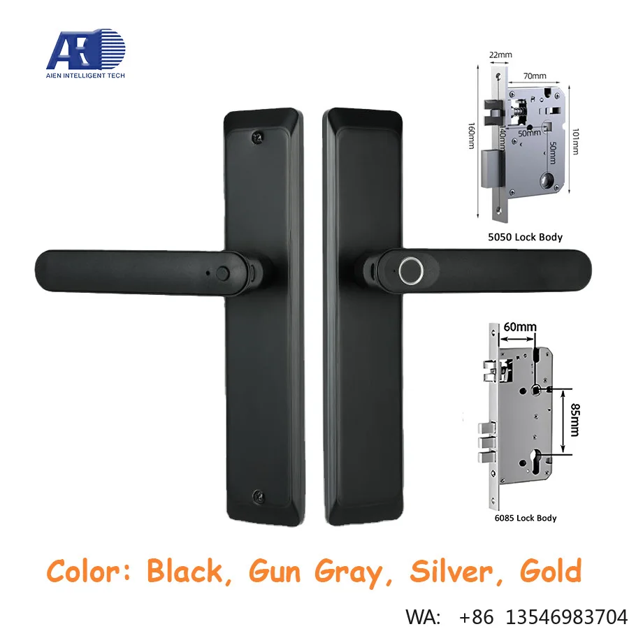 Best-selling Zinc Alloy Fingerprint Recognition Keyless Entry Smart Door Lock with Handle for Interior Wooden Doors in Hotels