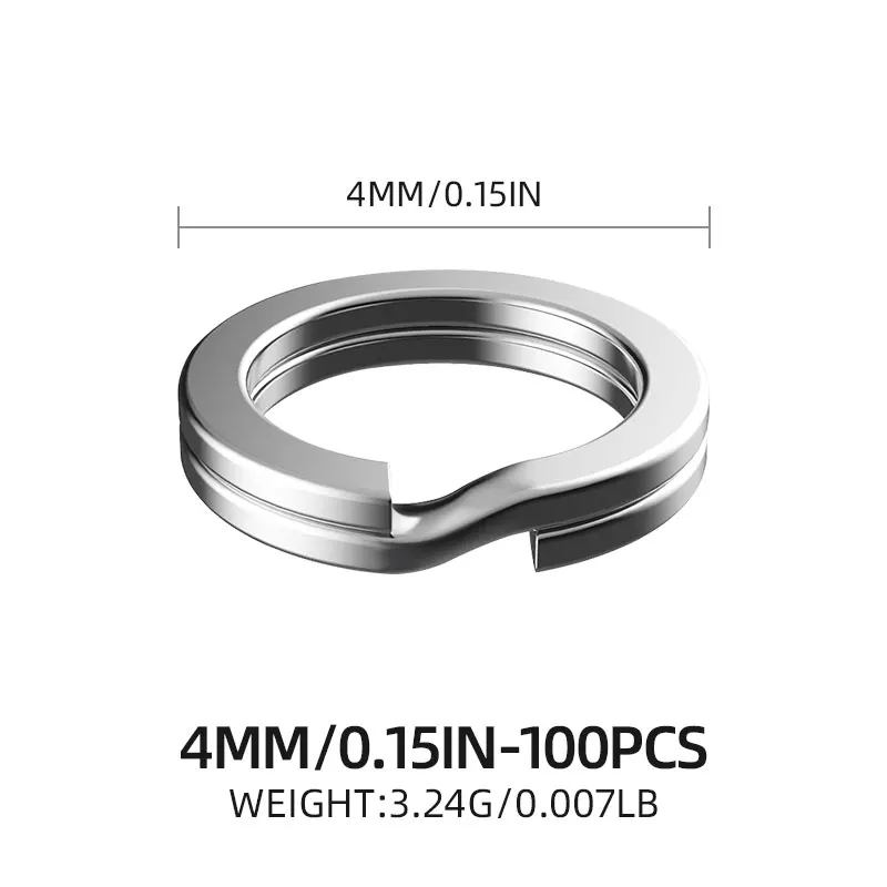 ShareShark 100 Stück/Beutel Edelstahl Doppelring-Angelwirbel Hochwertige Verstärkte Doppelring-Rundverbinder