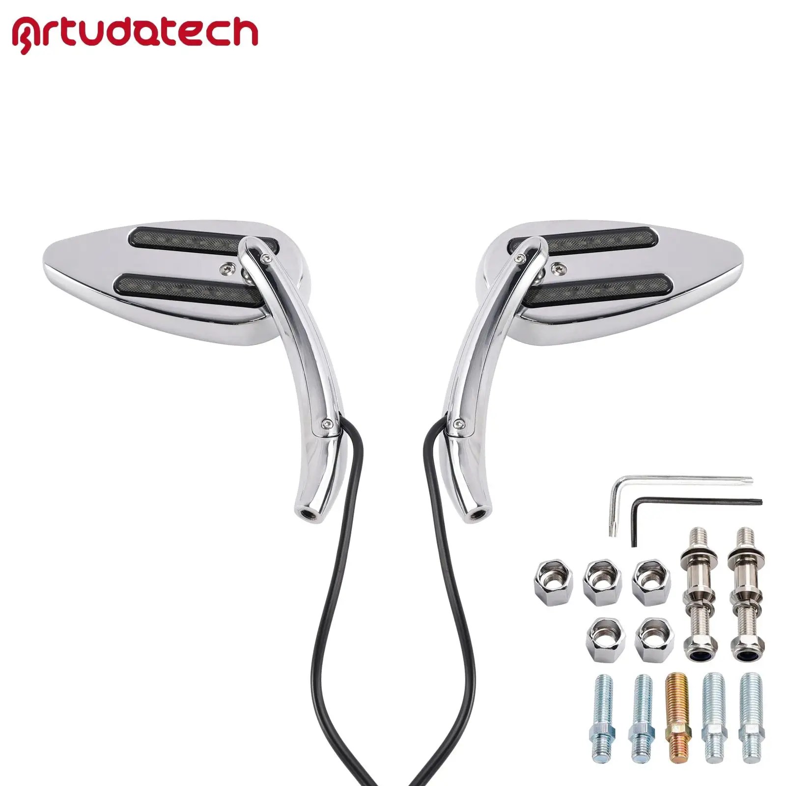 

Хромированные светодиодные зеркала с указателями поворота для Electra Street Road Glide 1990-2021 гг.