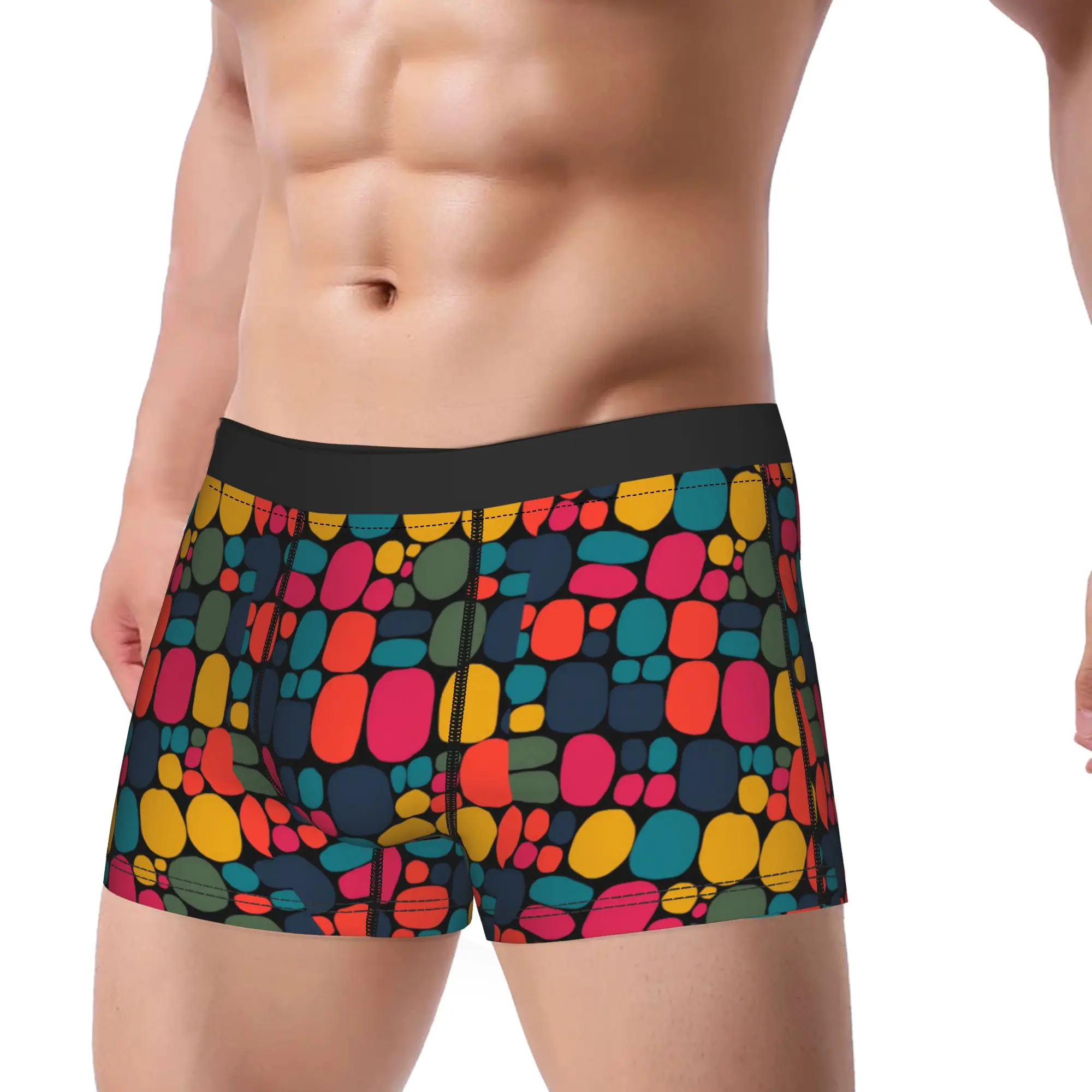 Multicolor Dot Pattern Boxer Shorts  Pouch Underwear Hot Sale Custom DIY Boxer Brief Funny Men's Panties Large Size
