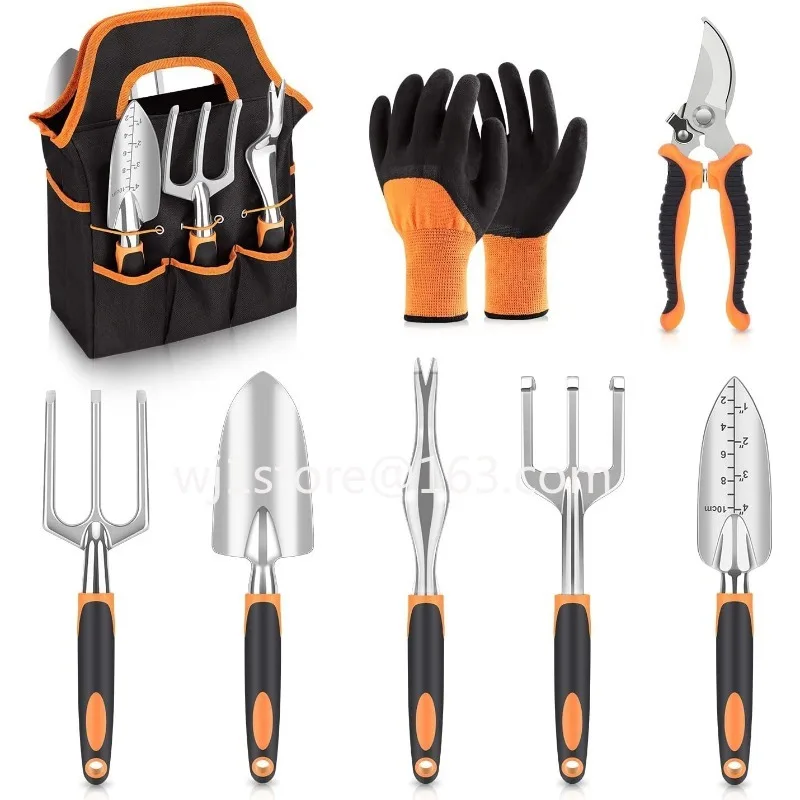 

Gardening tool set 8-piece aluminum alloy garden tool two-color handle flower planting shovel kit