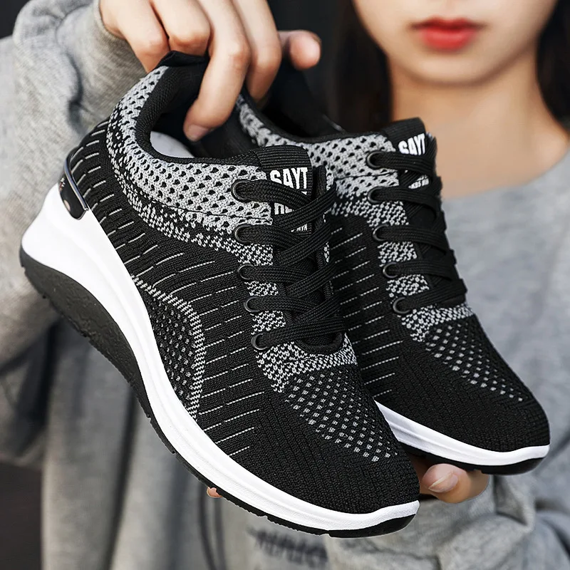 Brand Design nowe damskie obuwie wysokość zwiększenie sportowe buty na koturnie poduszka powietrzna wygodne adidasy Zapatos De Mujer