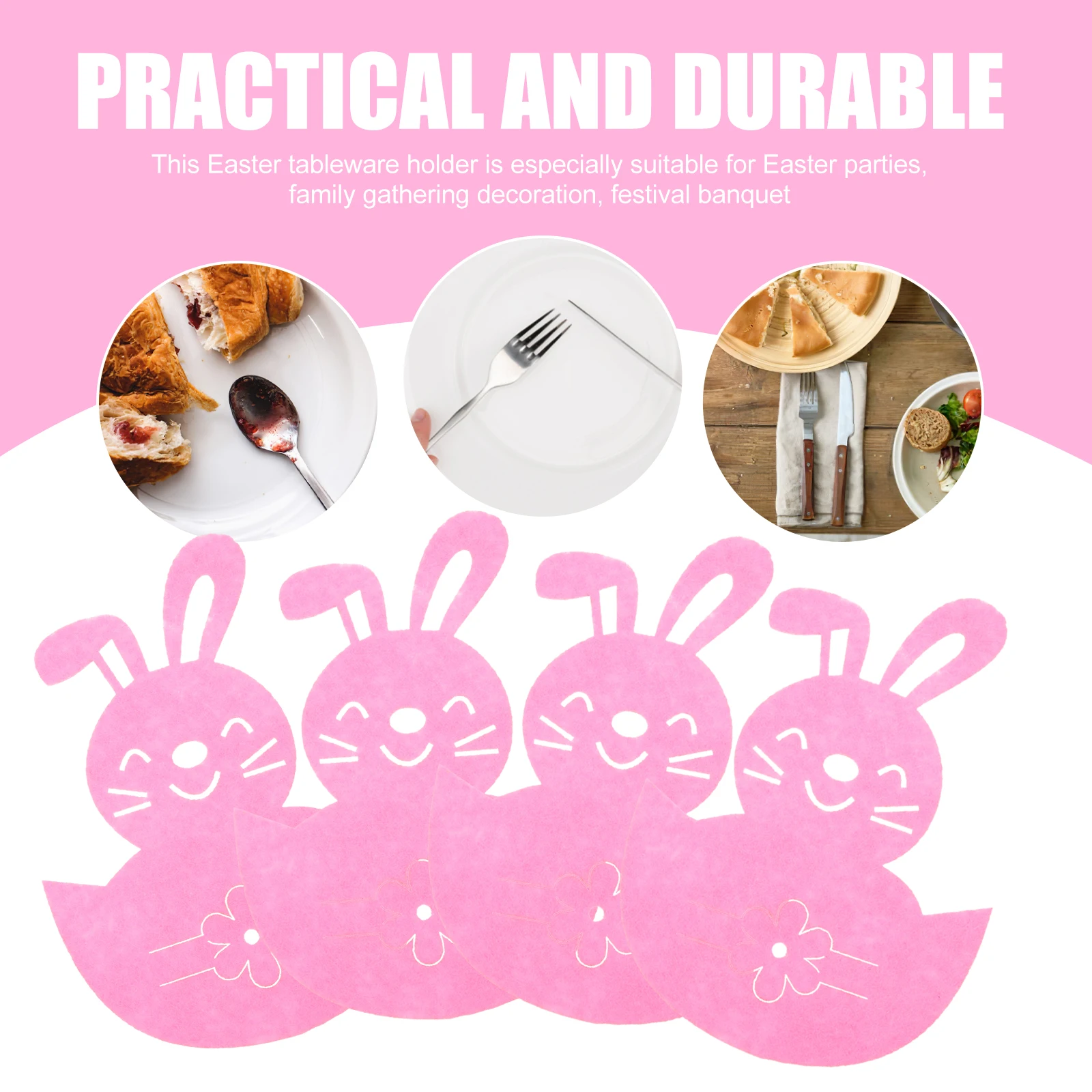 

Rabbit Cutlery Bag Easter Table Decoration Bunnies Toys Bracket Silverware Holder Party Banquet Decorations Cutlery Pouch Fork