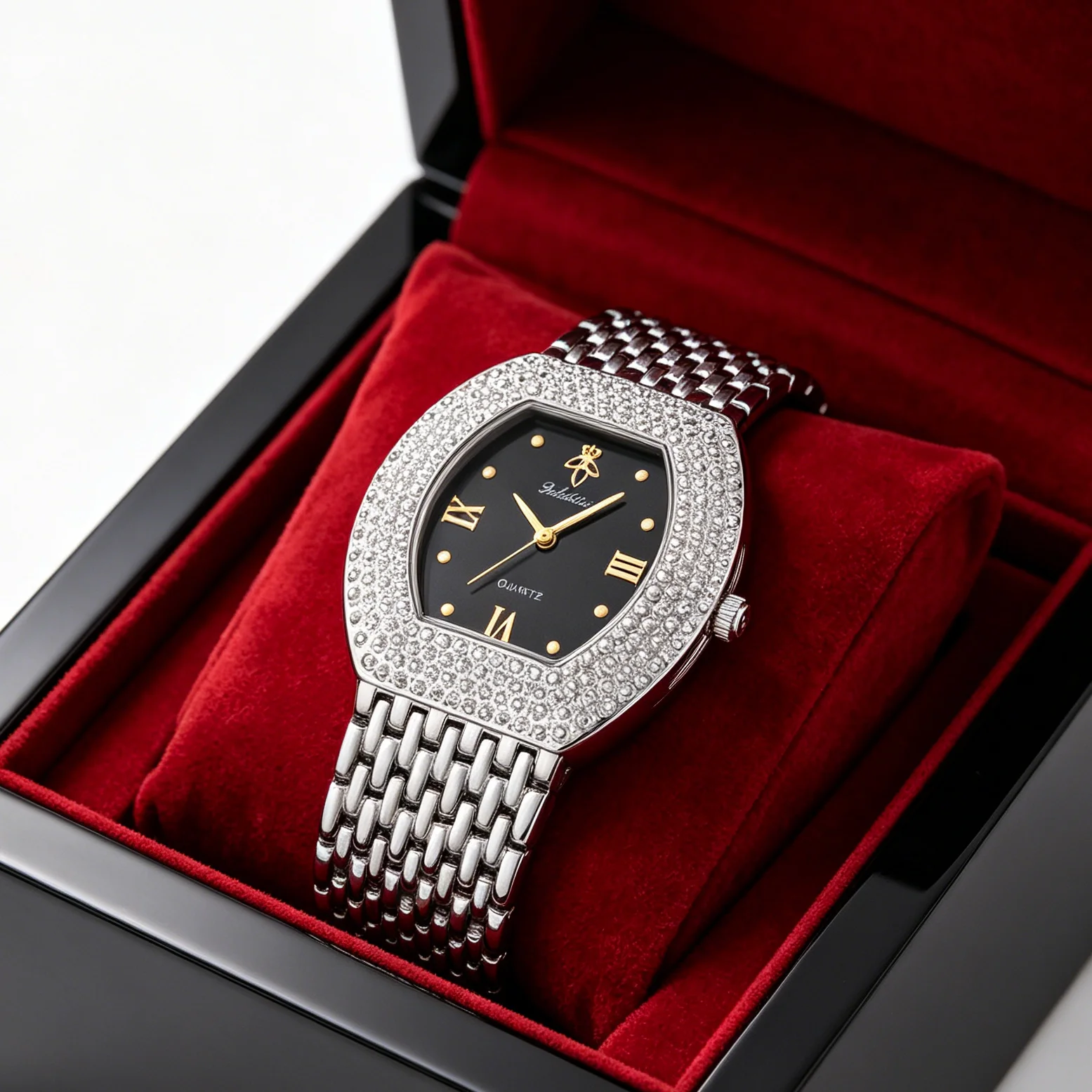 

YaLaLuSi Men Women Fashion Watch Waterproof Sports Wristwatch Diamond-encrusted Luxury Quartz Watch with Free Shipping