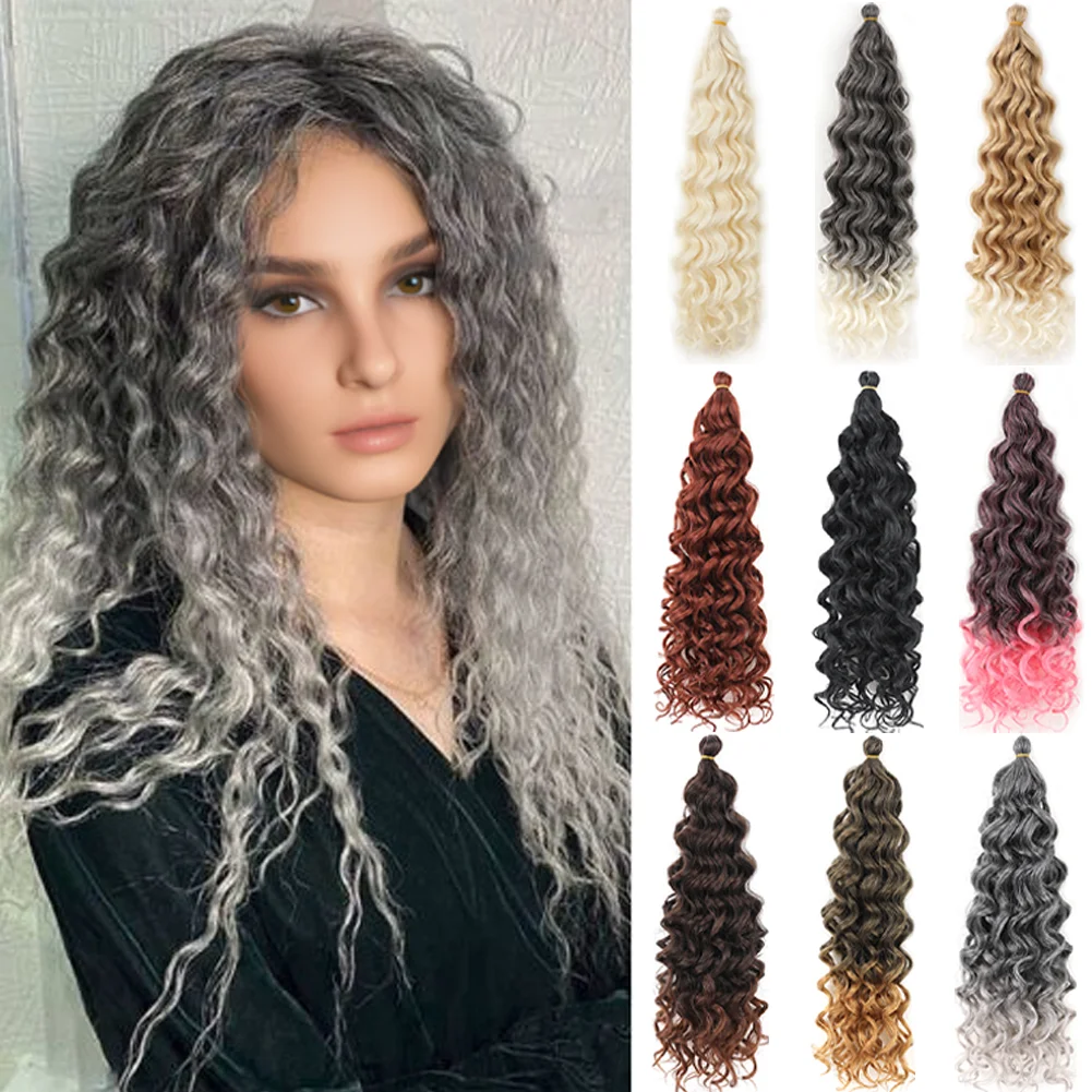 

Curly Crochet Hair Extesion 18&24 Inch Hawaii Ocean Wave Braiding Hair Goddess Locs Synthetic Hair Boho Style Hairpiece For Wome