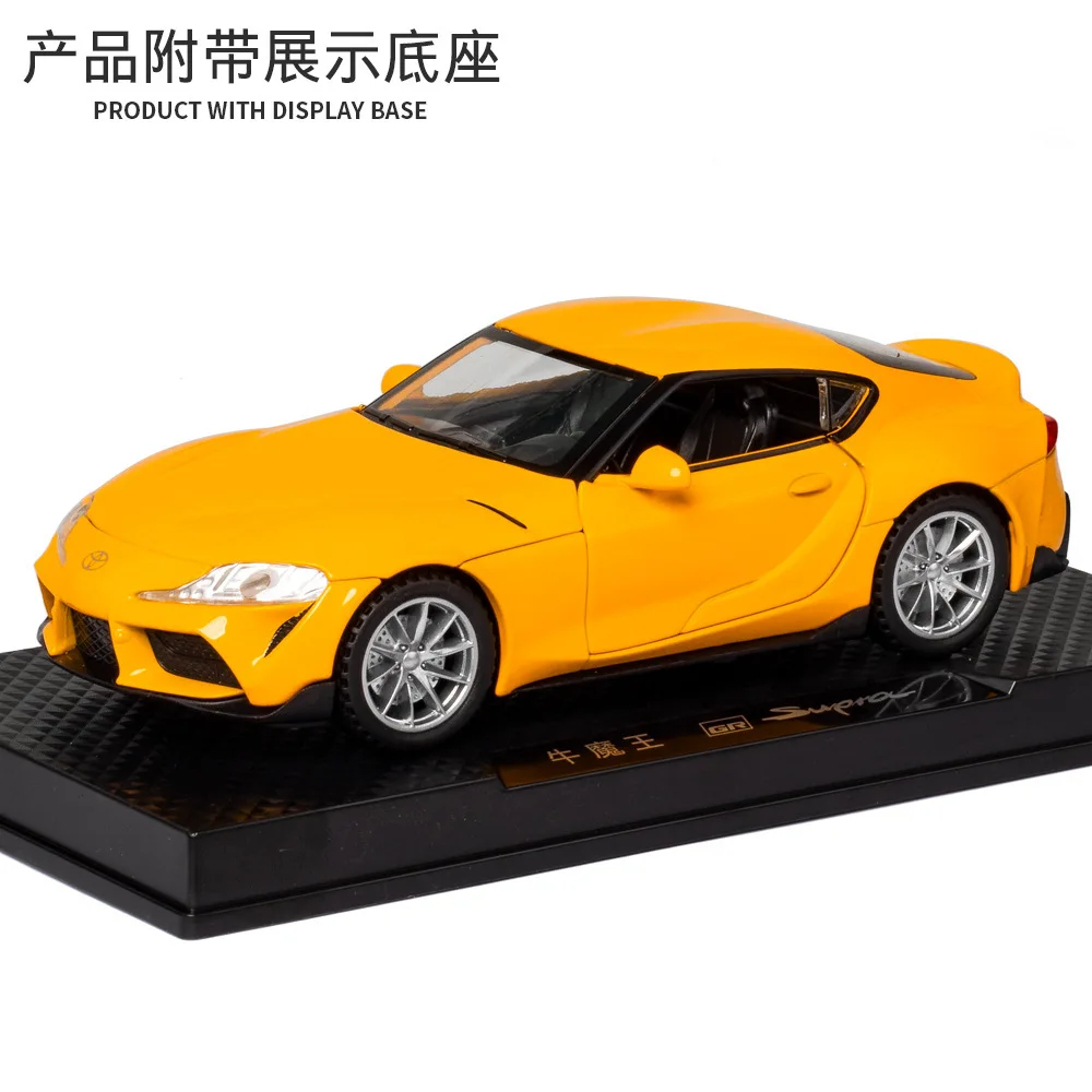 Model samochodu Toyota GR SUPRA w skali 1/32, wykonany z odlewanego metalu, wysoka symulacja, metalowa zabawka z dźwiękiem i światłem, napęd pull-back, dla dzieci, kolekcjonerski.