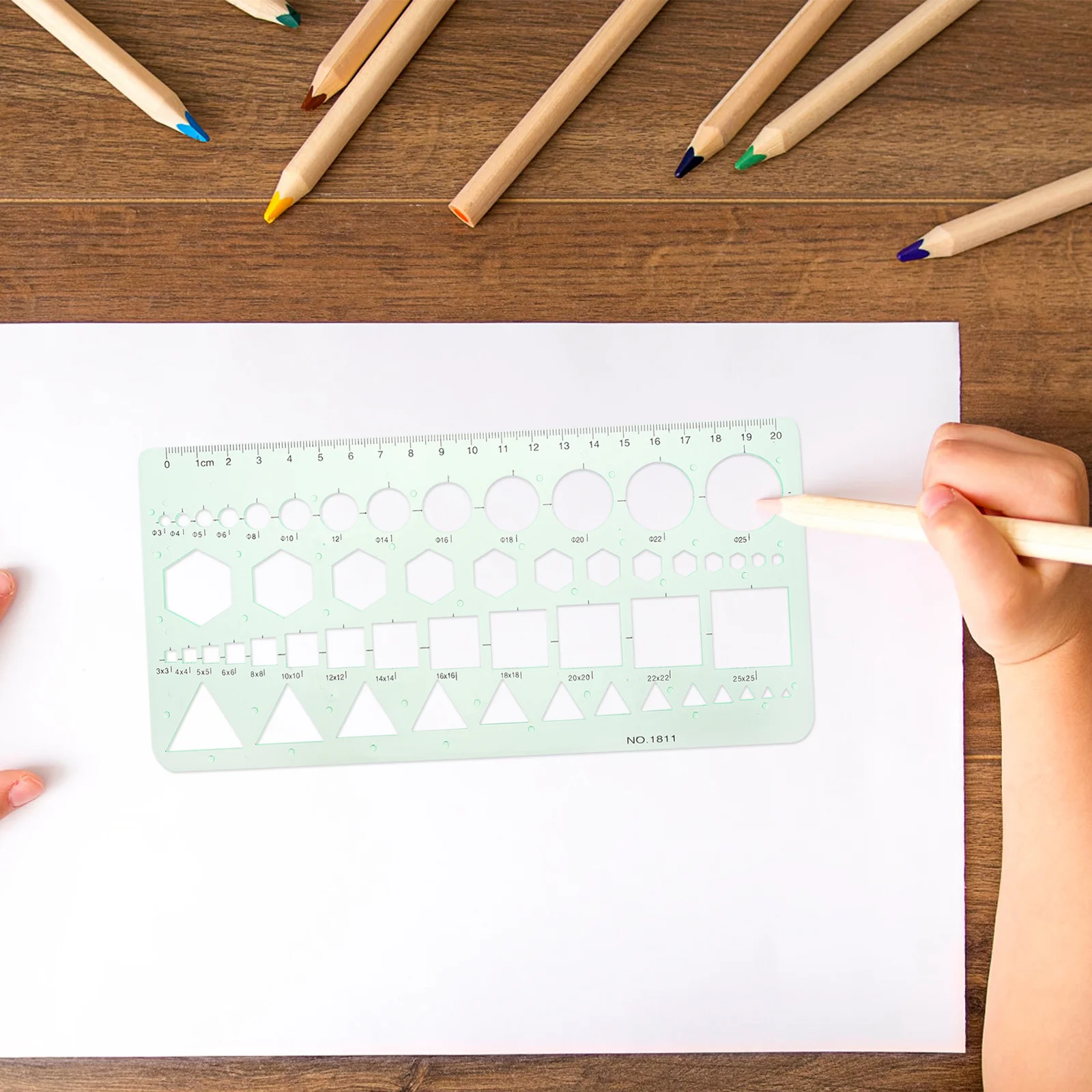 2 قطعة قالب رسم شفاف صياغة قوالب الأشكال الهندسية دائرة الاستنسل حاكم متعدد الوظائف أدوات الرسم البلاستيكية واضحة #4