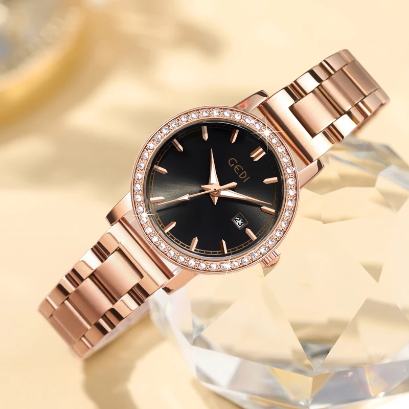 Light luxury stainless steel women's watch calendar waterproof high-end watch ladies quartz watch