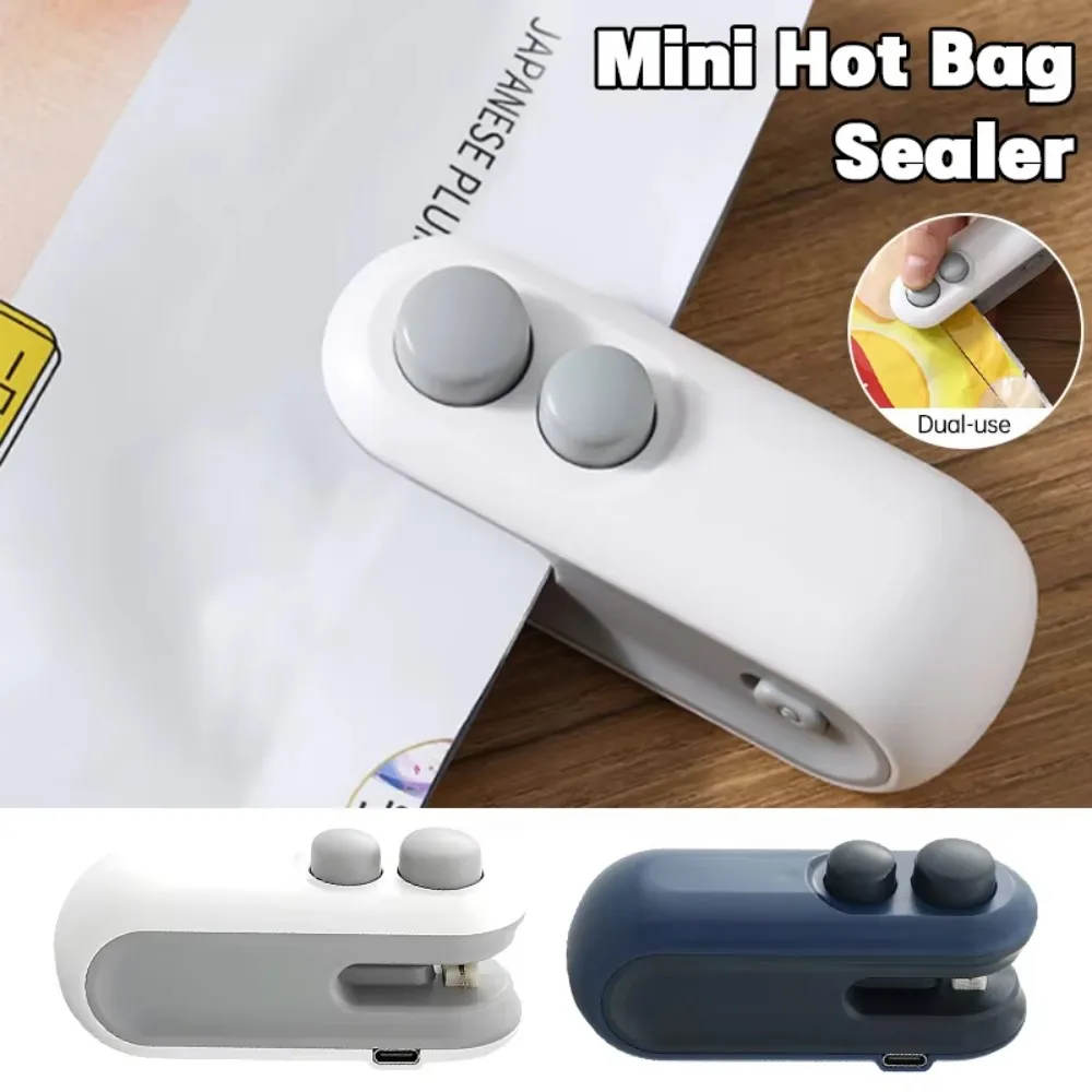 Mini Bag Sealer 2 in 1 Rechargeable Bag Sealer Heat Seal With Cutter and Magnet Bag Resealer Machine for Plastic Bags Snack Bags