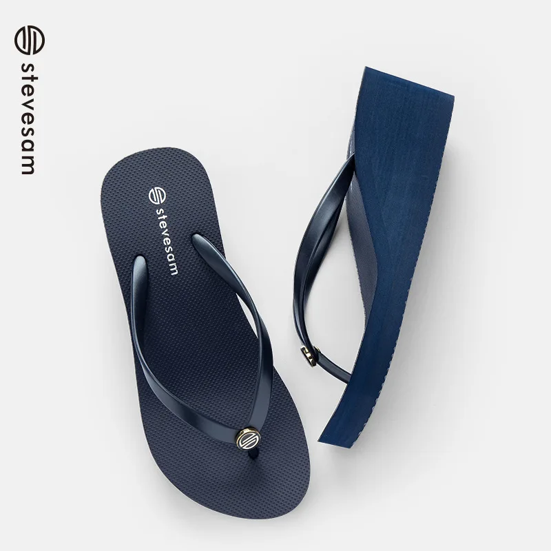 6cm Steevesam slope heel flip-flops for women 2023 summer new style casual fashionable thick soled beach sandals