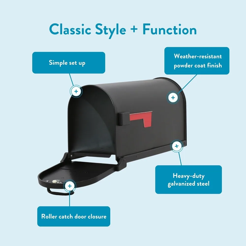 Large Capacity Galvanized Steel Mailbox, Weatherproof Post Mount for Homeowners, Easy Installation & Secure Closure