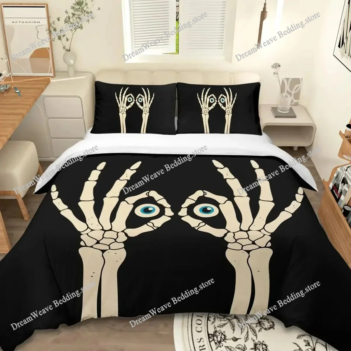 

Eyes Comforter Bedding Set Bohemian Hippie Water-Drop Duvet Cover Boho Nazar Amulet Mysterious Polyester Quilt Cover Luxury Gift