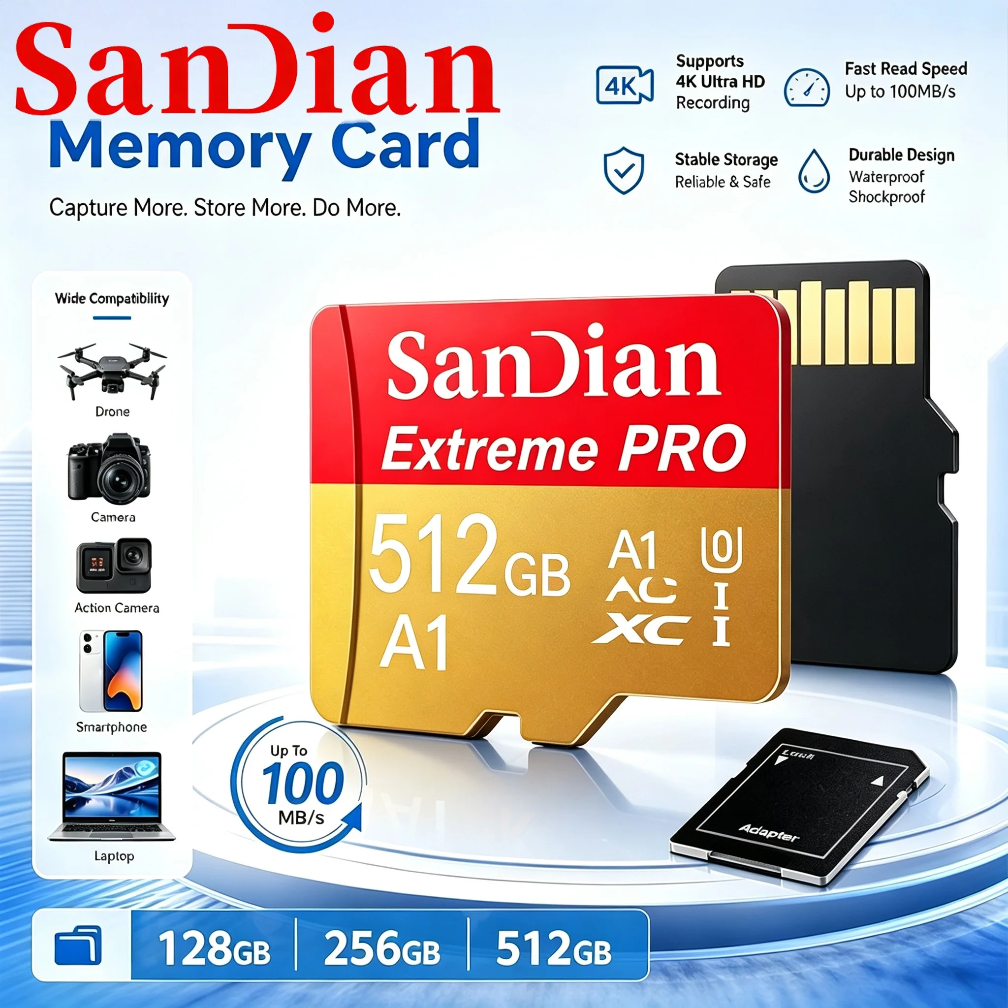 128GB 256GB 32GB Superior Memory Card TF Cards Micro TF SD Card SD Cards A2 for Body Camera/Tablet/Speaker/Router/Car Camera