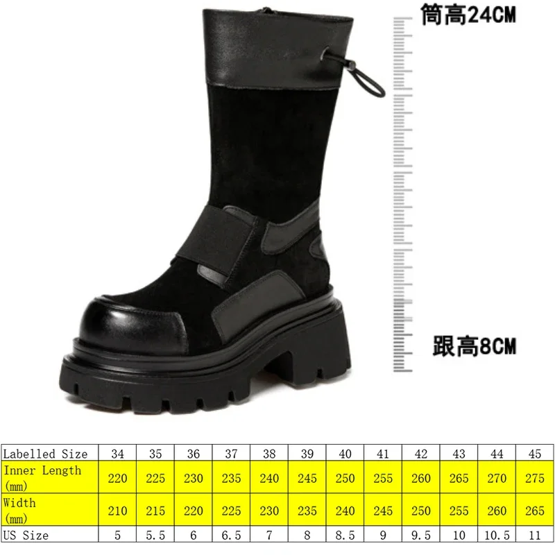 Fujin 8cm Women Boot Spandex ZIP Platform Wedges Stable Stretch Fabric Knee High Booties Spring Autumn Fashion Supportive Shoes