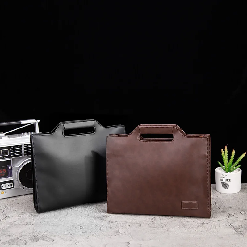 Retro Crazy Horse Pu Leather Business Briefcase Men Handbag Men's Laptop Bag Male Briefcase Hand Bag Document Envelope Bag