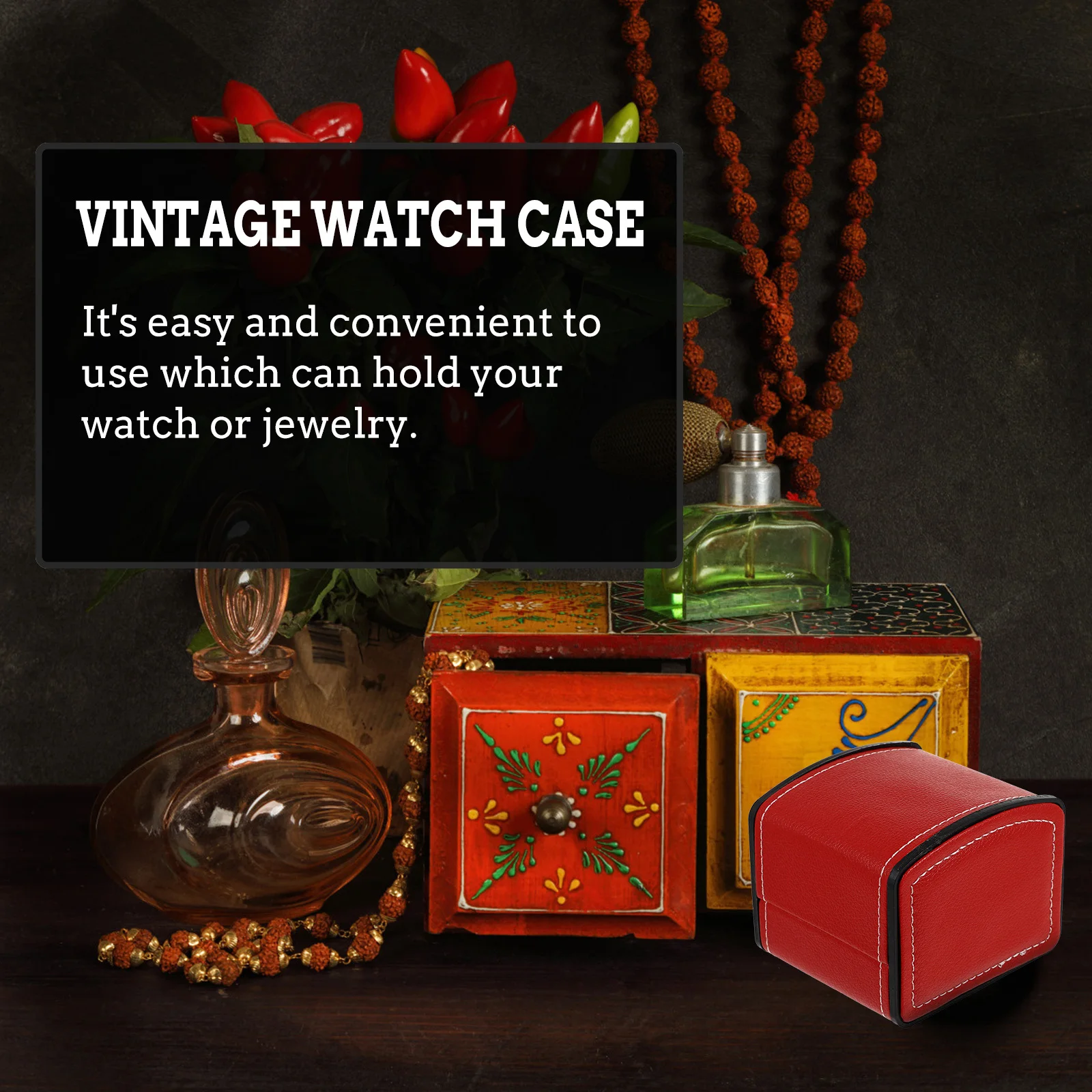 

Red Pu Square Gift Box For Watch Jewelry Storage Case Durable Travel Organizer Jewelry Box Watch Case