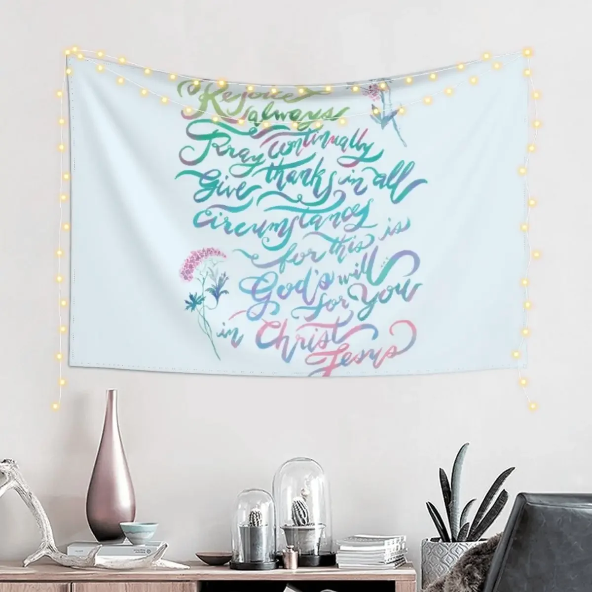 Rejoice Always - 1 Thessalonians 5:16~18 Tapestry Aesthetic Room Decoration Art Mural Tapestry