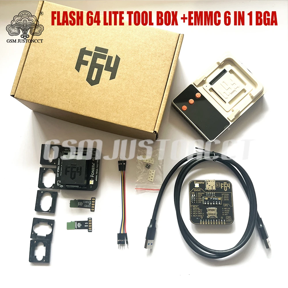 Original latest 2026 version F64 Flash 64 Lite Ultra Tool Box full set with EMMC 6 IN 1 BGA Socket Adapter