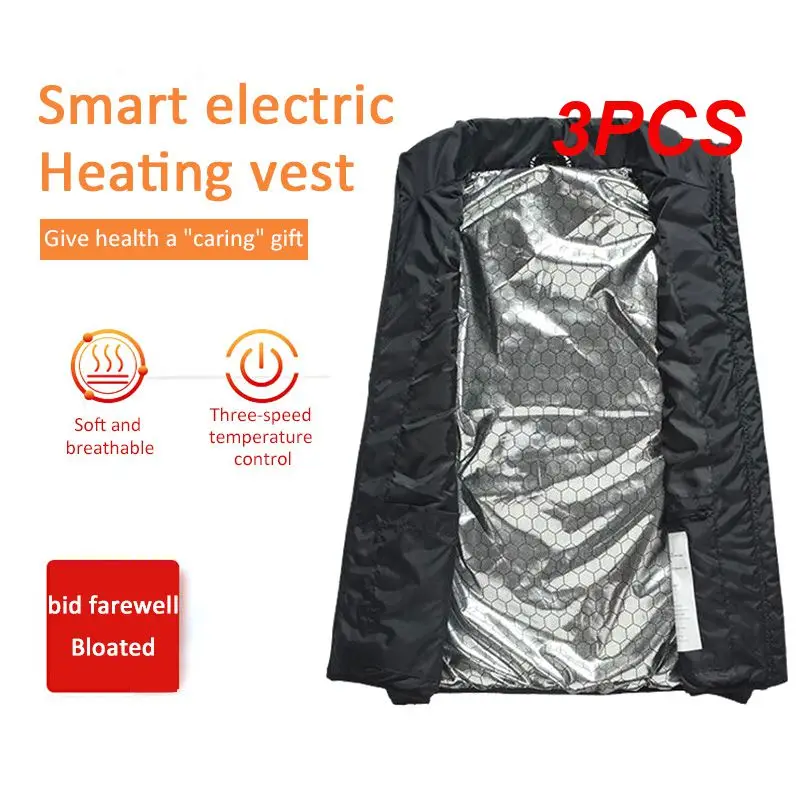 3PCS Heated Vest Warm Electric Heated USB Comfortable Cotton Clothing Waterproof 9 Heating Zones Coat Heating Warmer Pad