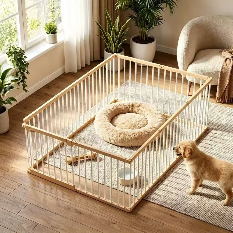 Freestanding Modular Pet Fence Indoor No Drill Metal Small Medium Protective Gate Removable Kennel Pet Fence Pet Supplies