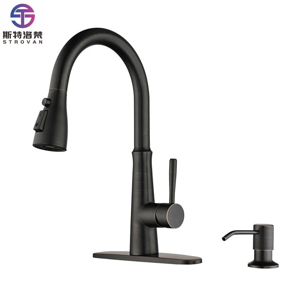 

Modern Kitchen Faucet with Pull Down Sprayer,Stainless Steel Kitchen Tap,Oil Rubbed Sink Faucet with Soap Dispenser