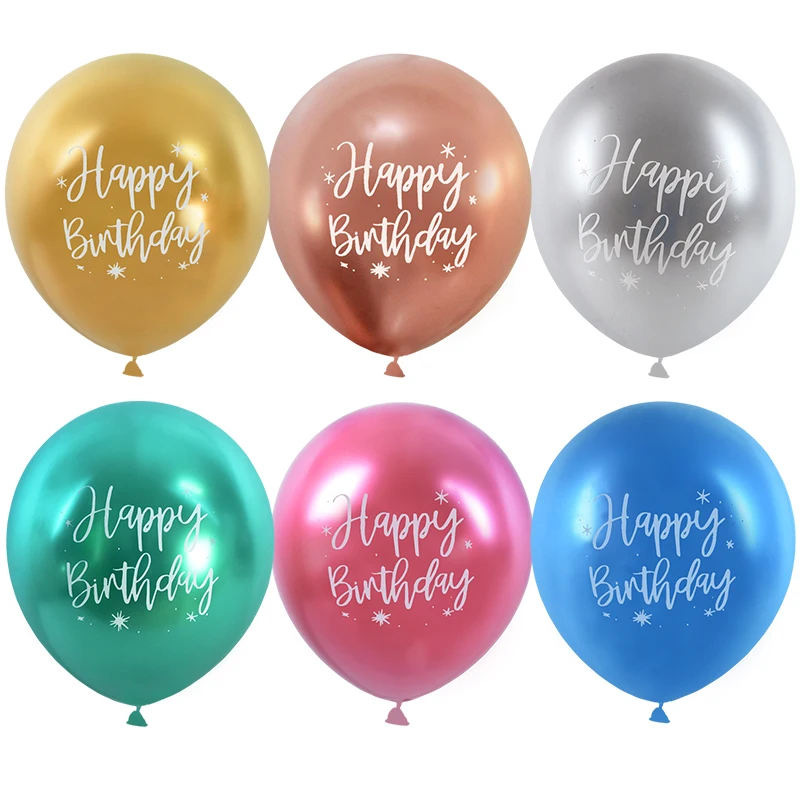 12 inch Birthday Balloon Chrome Metallic Latex Balloons Birthday Party Decorations Happy Birthday Balloon Decor