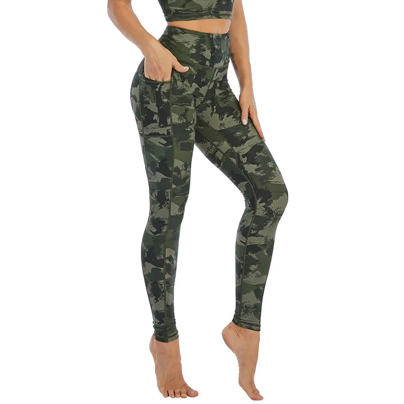 Mallas deportivas de estiramiento alto con estampado Floral para mujer, pantalones deportivos con bolsillos, pantalones de camuflaje para batalla para exteriores, ropa de calle 7Z