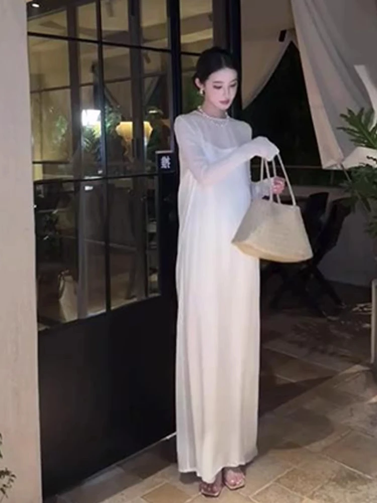 

2025Spring New Women's Fashion Elegant and Beautiful Simple and Graceful White Dress for Formal Occasions