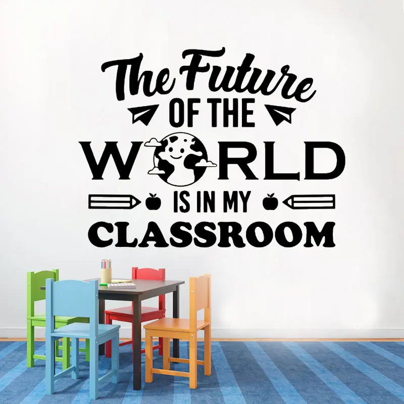 The Future of the World in My Classroom Vinyl Decal School Quotes Wall Sticker Sign Gift Science Art Education Wall Sticker X05