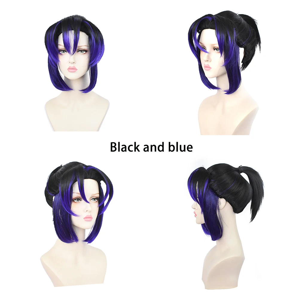 عالية الجودة أنيمي شيطان القاتل Kochou Shinobu تأثيري الشعر الاصطناعية 14 بوصة التدرج اللون مرحلة الأداء اليومي شعر مستعار للحفلات