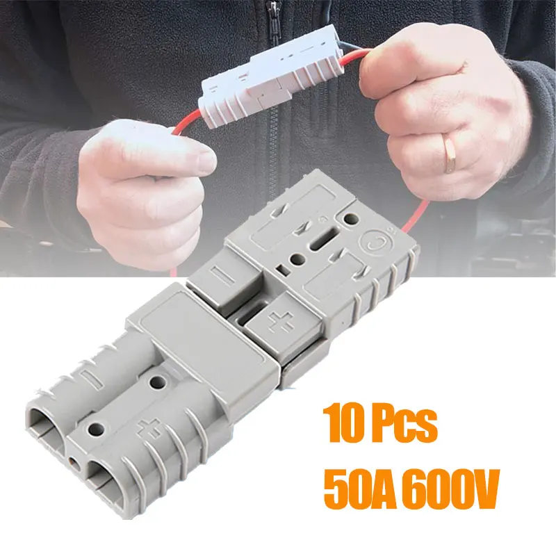 10 Pcs 50A 600V Plug Connectors 6-12AWG AC/DC Power Tool  Solid Copper Terminals Plugs Electronic Parts