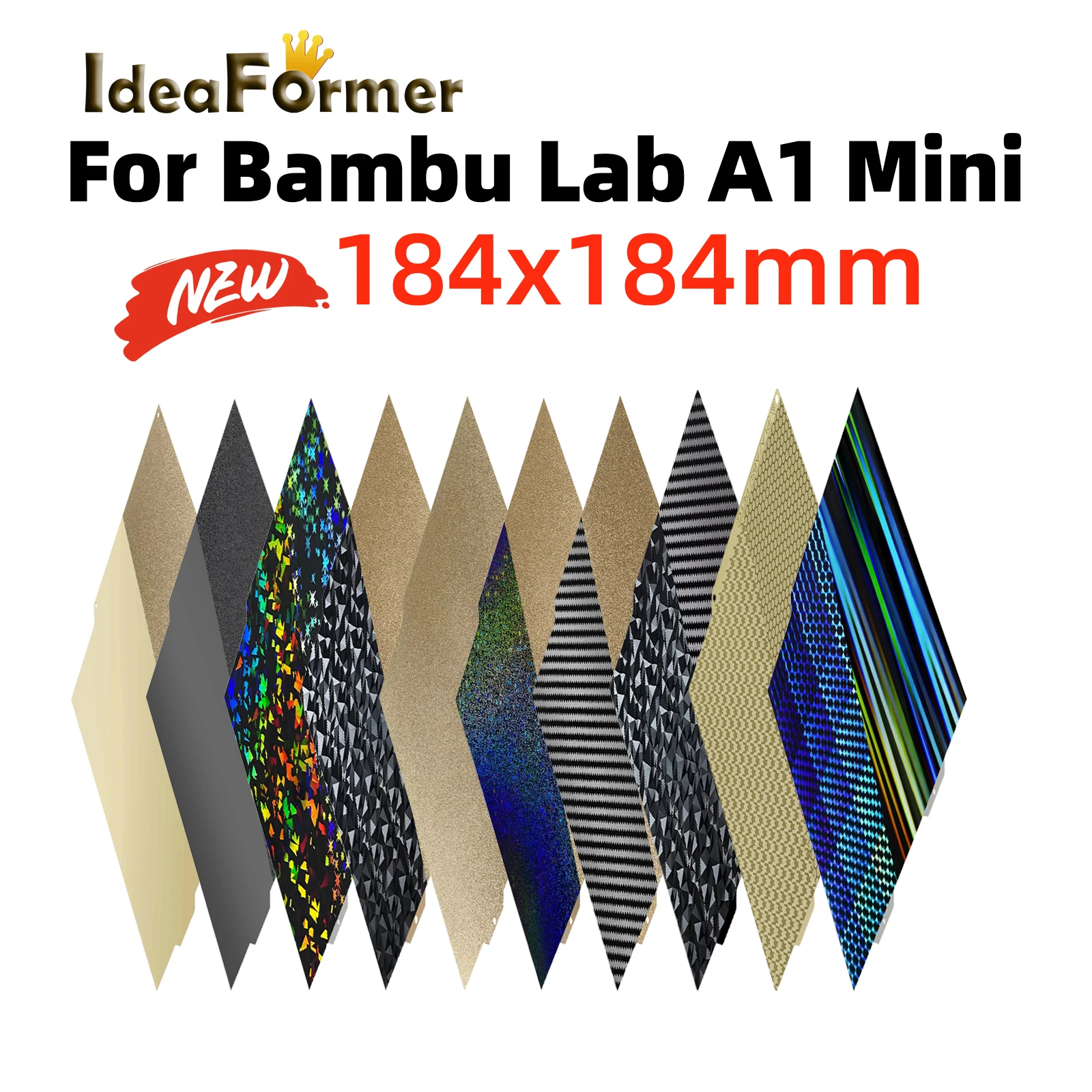 For Bambu Lab A1 Mini Build Plate Texture Pei Spring Steel 184*184mm Smooth PET PEO Sheet For Bambu Lab A1 Mini