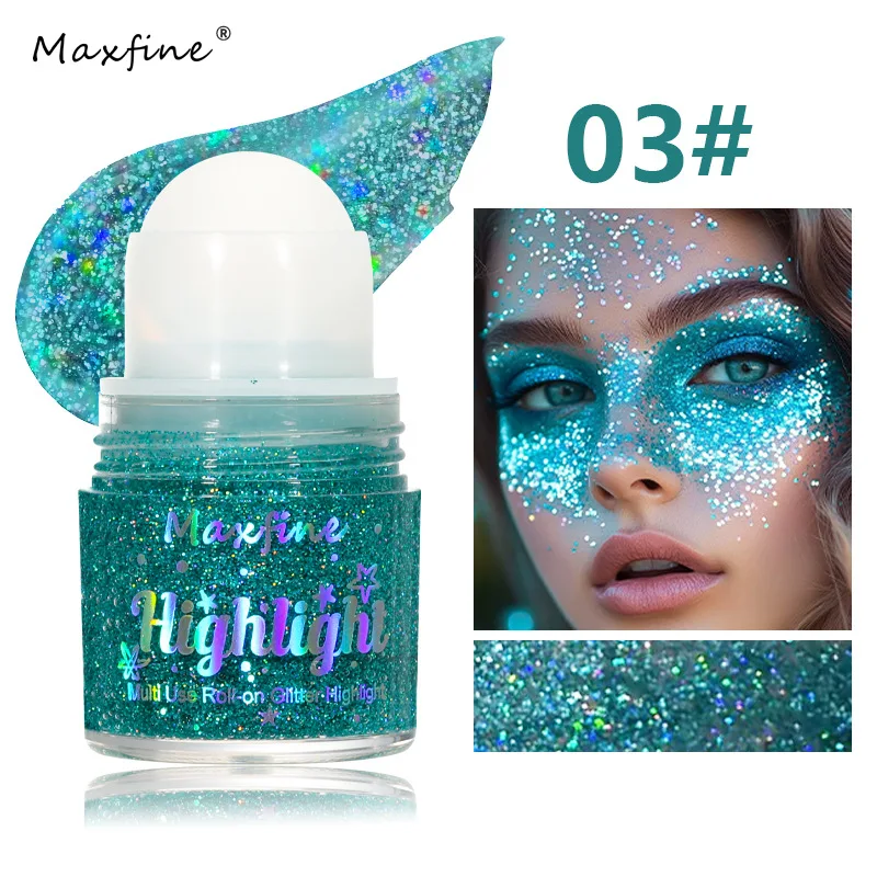 Roll-on Body Glitter Gel Sparkling Sequins Highlighter Portable Shimmer Makeup For Carnival Concert Party