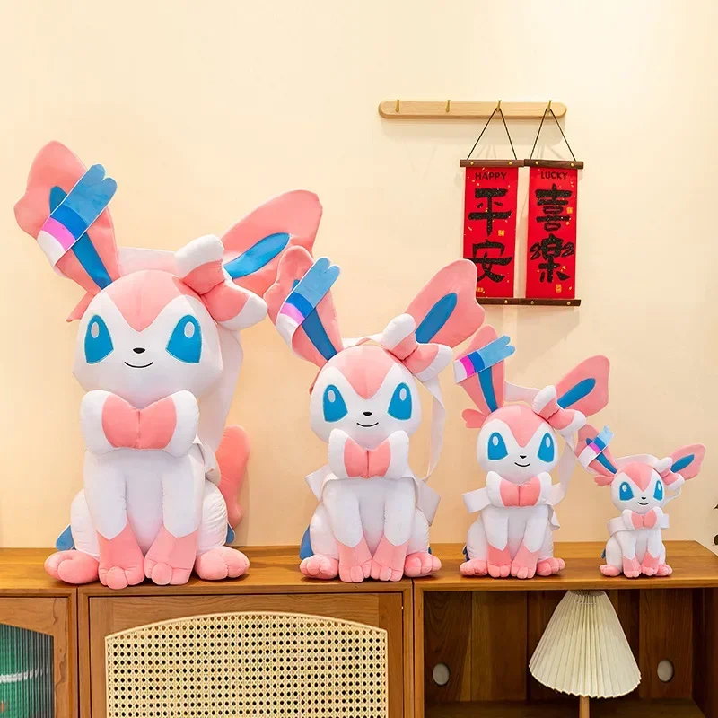 Kawaii 75CM Big Size Pokemon Sitting Sylveon Plushies Cartoon Anime Stuffed Comfortable Soft Doll Bolster Decorate Cushion Gift