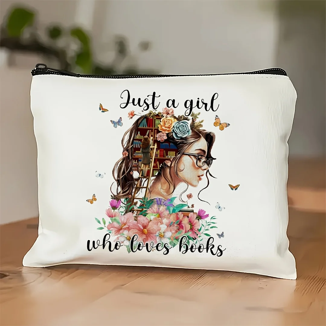 

A Book Lover's Makeup Bag - Cute Multifunctional Zipper Pouch for Women, Jewelry Storage Bag, Perfect Travel Zipper Small Storag