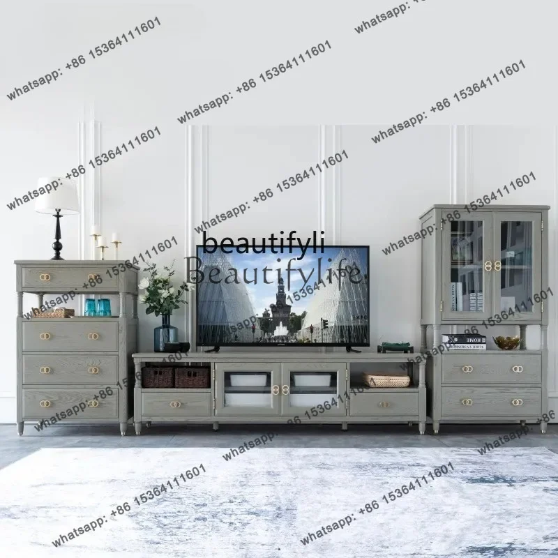 Factory CustomizationFour-Bucket Cabinet Chest of Drawer Side Cabinet Wine Cabinet Italian Light Luxury High Grade Gray Solid