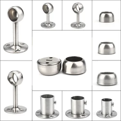 Thicken Stainless Flange Tube Holder for Wardrobe Curtain Cloth Rod Seat Round Tube Seats Bracket Household Furniture Hardware
