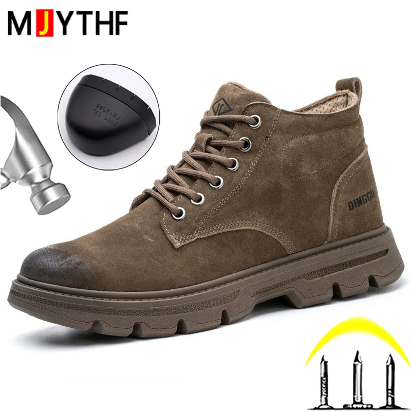 Men Quality Work Boots Steel Toe Shoes Anti Scald Welding Shoes Anti-Smash Anti-Puncture Safety Shoes Security Boots Non-slip