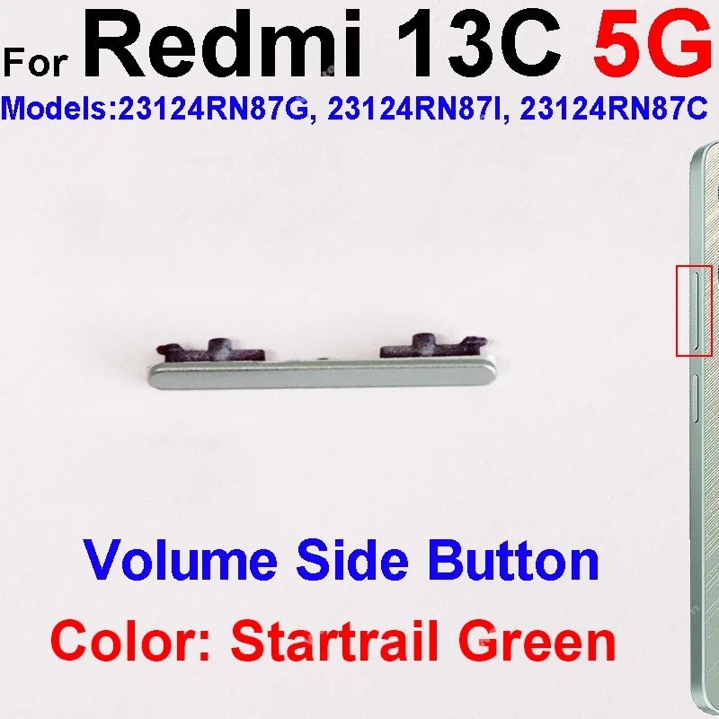 ل Xiaomi Redmi 13 13C 13R 4G حتى أسفل حجم زر الطاقة حجم الجانب زر التحكم مفاتيح جانبية استبدال إصلاح أجزاء