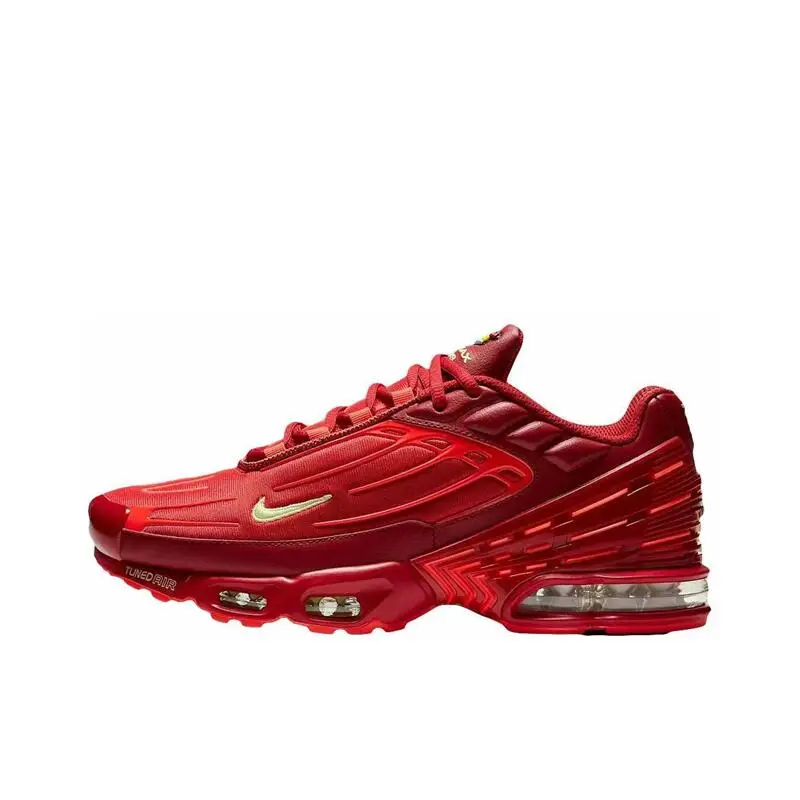 Nike Air Max Plus 3 Men's Running Shoes - Anti Slip, Durable, Shock Absorbent, Breathable, Casual, Comfortable, Red/Metallic Red