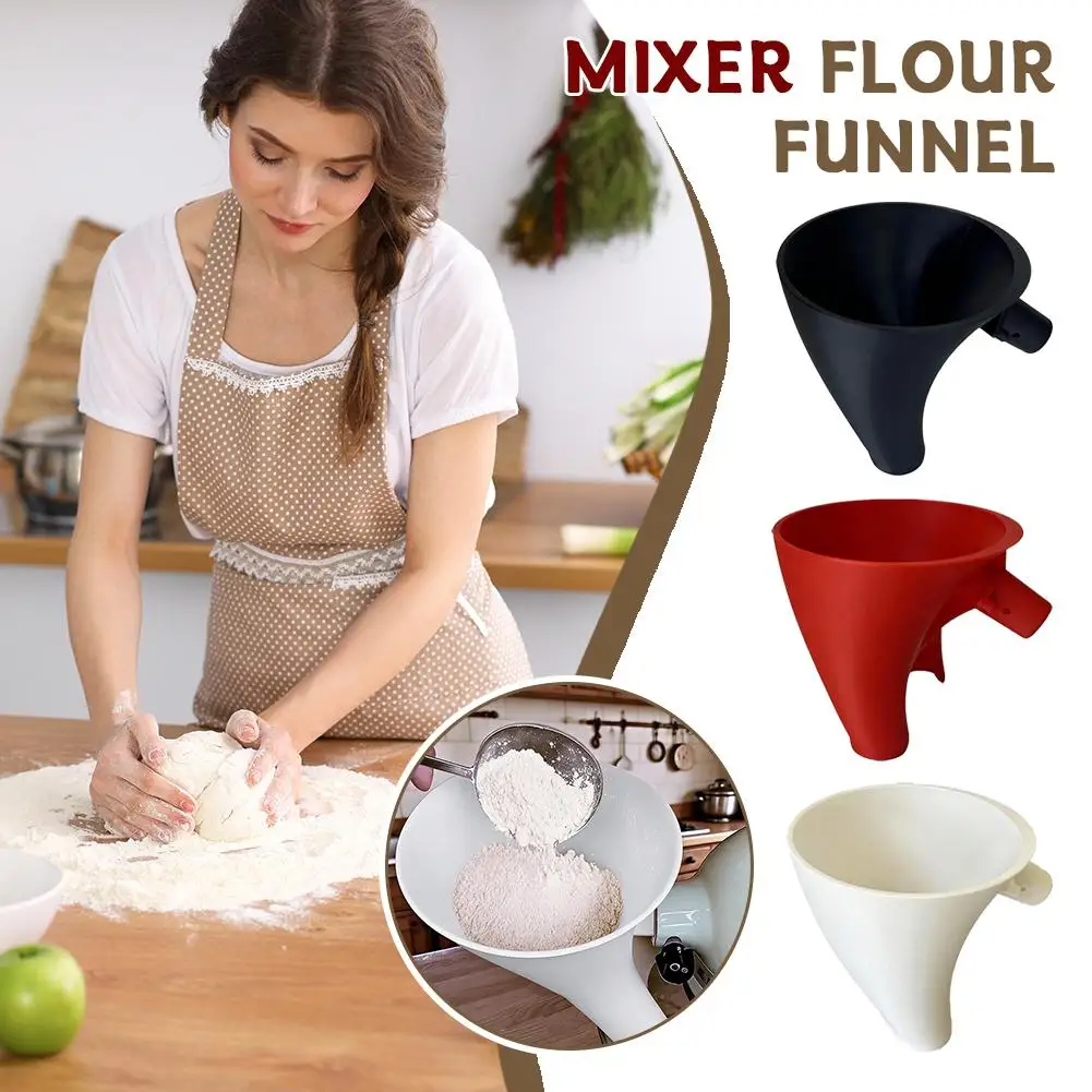 KitchenAid Flour Funnel for 5 Quart Stand Mixer Wide Mouth Spill Proof Anti Drop Plastic Baking Tool Precise Ingredient Pouring
