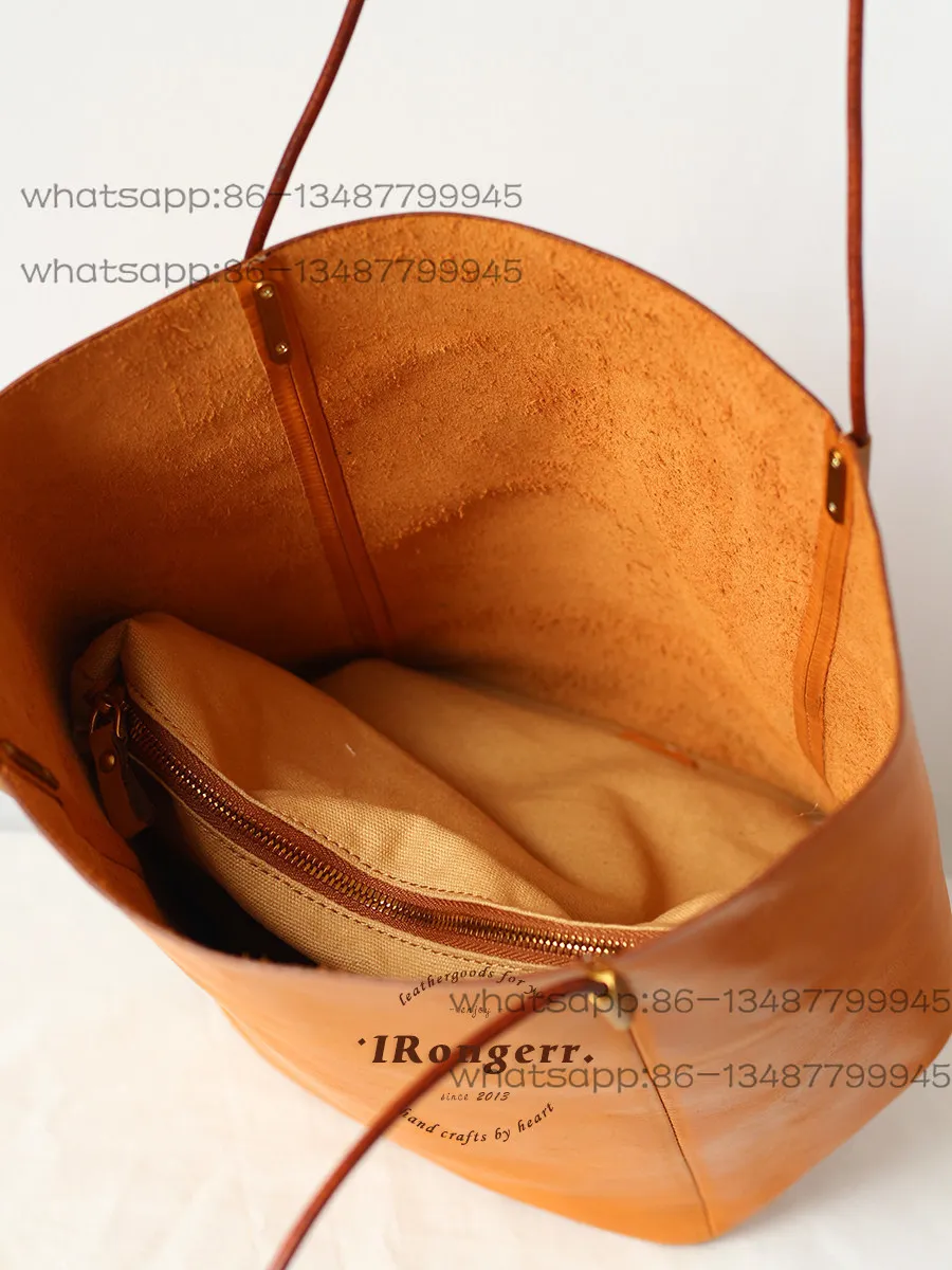 Retro Original Simple Cowhide Tote Bag Large-capacity Shopping Bag Literary and Light Leisure Bag
