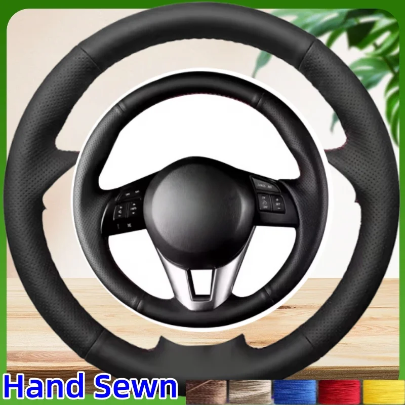 عجلة توجيه سيارة غطاء جديلة اليد الخياطة الكاملة مثقب ستوكات الجلود لمازدا 3 CX-5 CX5 Atenza CX-3 سليل iA 2016